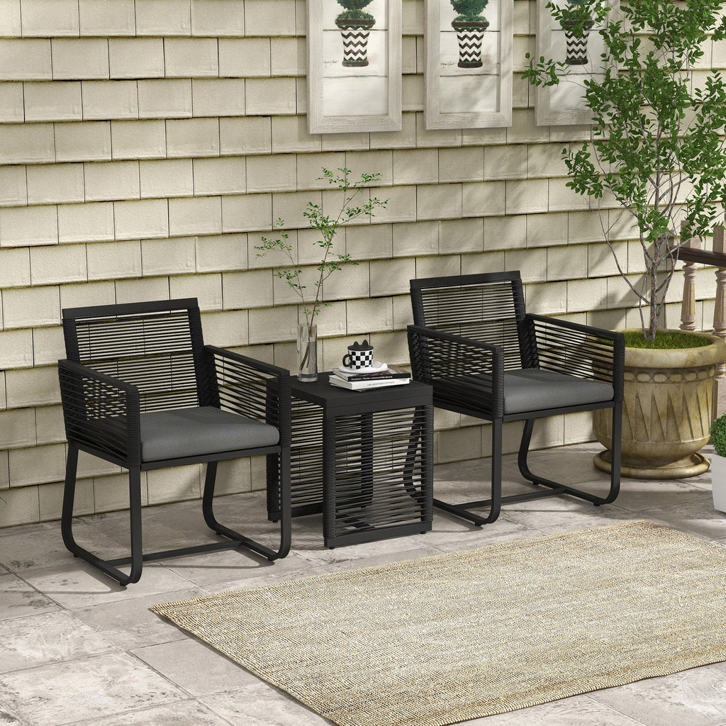 EasyComfort Tuinset rattan 2 fauteuils + salontafel (zwart)