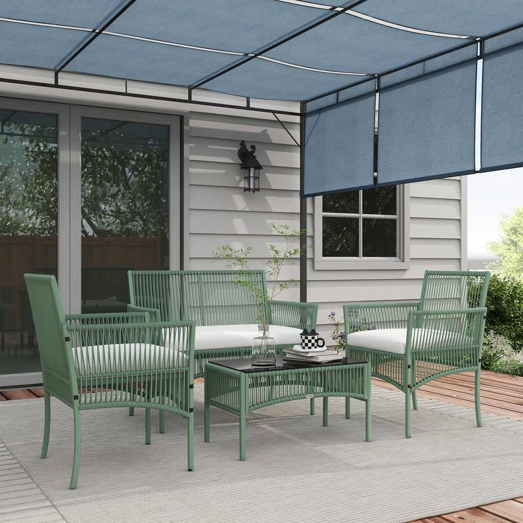 EasyComfort 4-delige rattan tuinset, groen