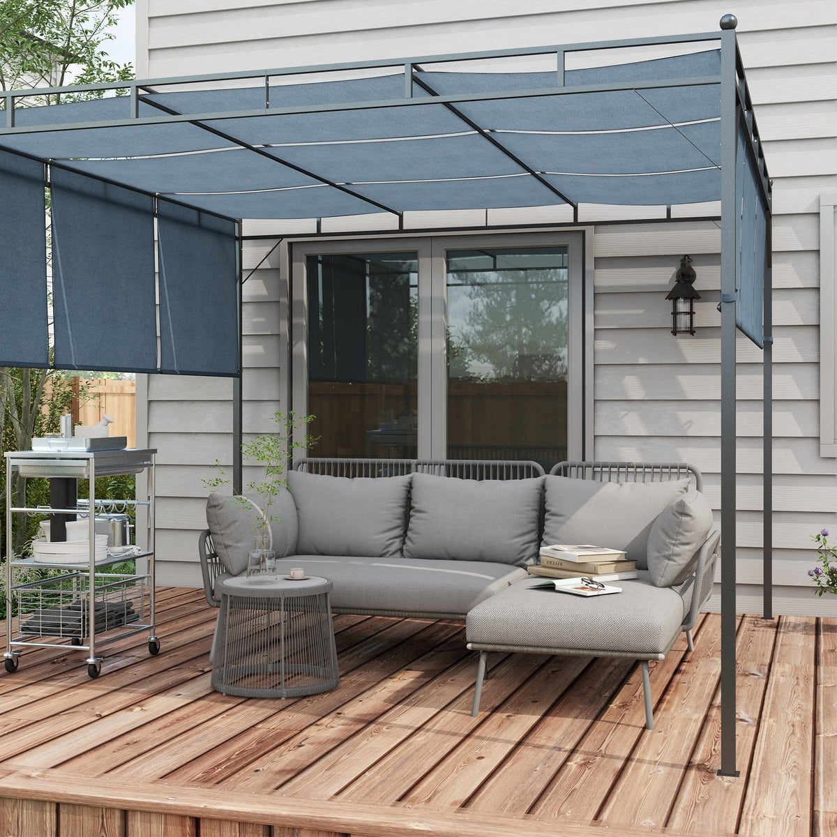 EasyComfort Rattan tuinset 2-zits met chaise longue en bijzettafel