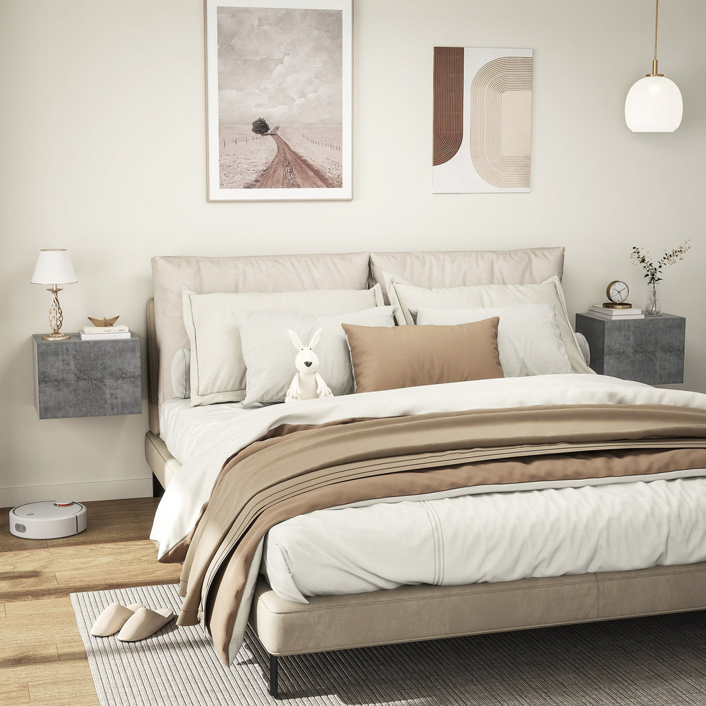 EasyComfort Set van 2 zwevende nachtkastjes, 2 lades, 40x29x30 cm