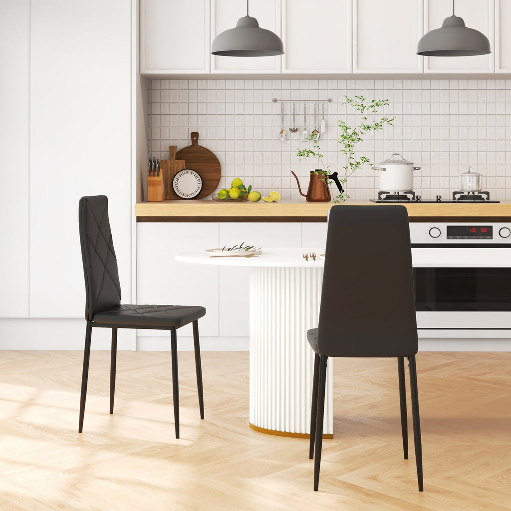 EasyComfort Set di 2 Sedie Moderne imbottite da Pranzo with Schienale Alto in Finta Pelle e Acciaio,rivestimento a polvere, 41x50x97 cm, black