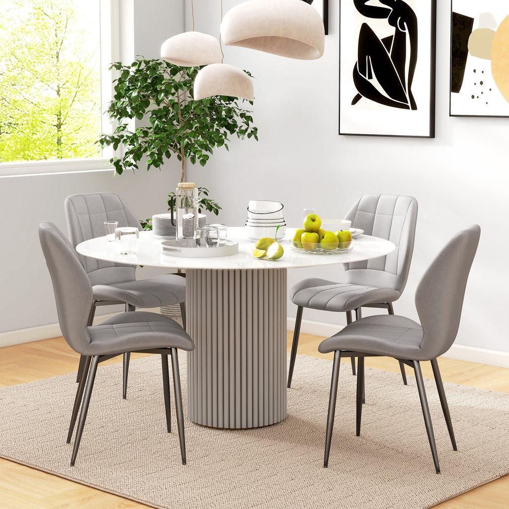 EasyComfort Set di 4 Sedie da Pranzo Moderne per Cucina e Soggiorno with Rivestimento in Flanella, Grigio