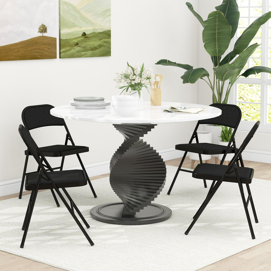 EasyComfort Set di 4 Sedie Pieghevoli with Seduta Imbottita in poliestere e Struttura in Acciaio, black