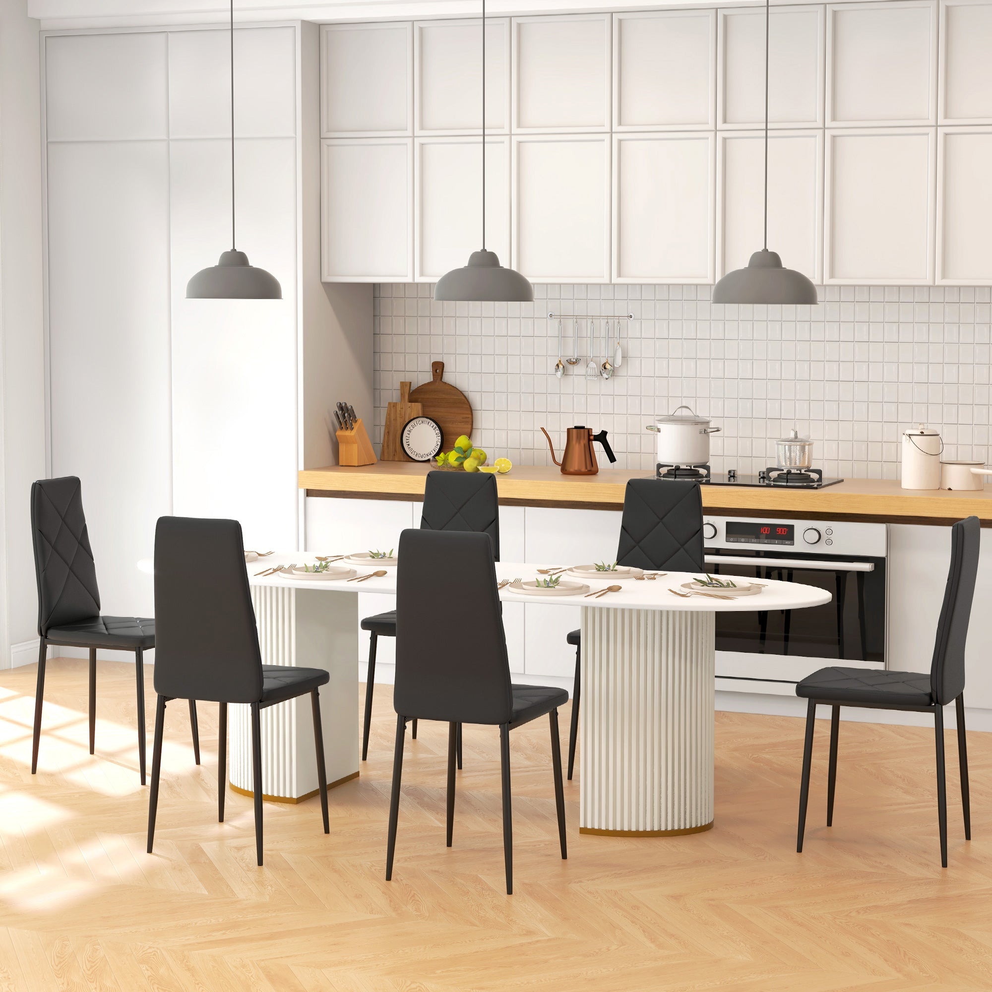 EasyComfort Set van 6 eetkamerstoelen hoge rug 41x50x97 cm, zwart