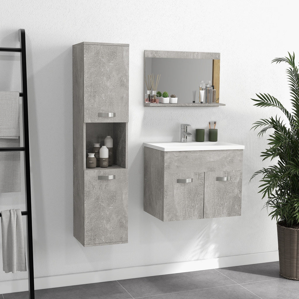 EasyComfort Badkamermeubelset 4-delig met wastafel 60 cm, grijs