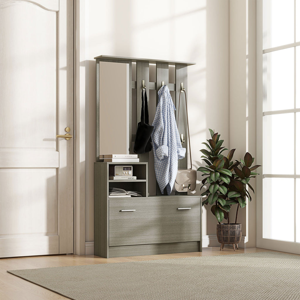 EasyComfort Set Mobili da Ingresso halmeubelset 4‑in‑1 met schoenenbank voor 8 paar