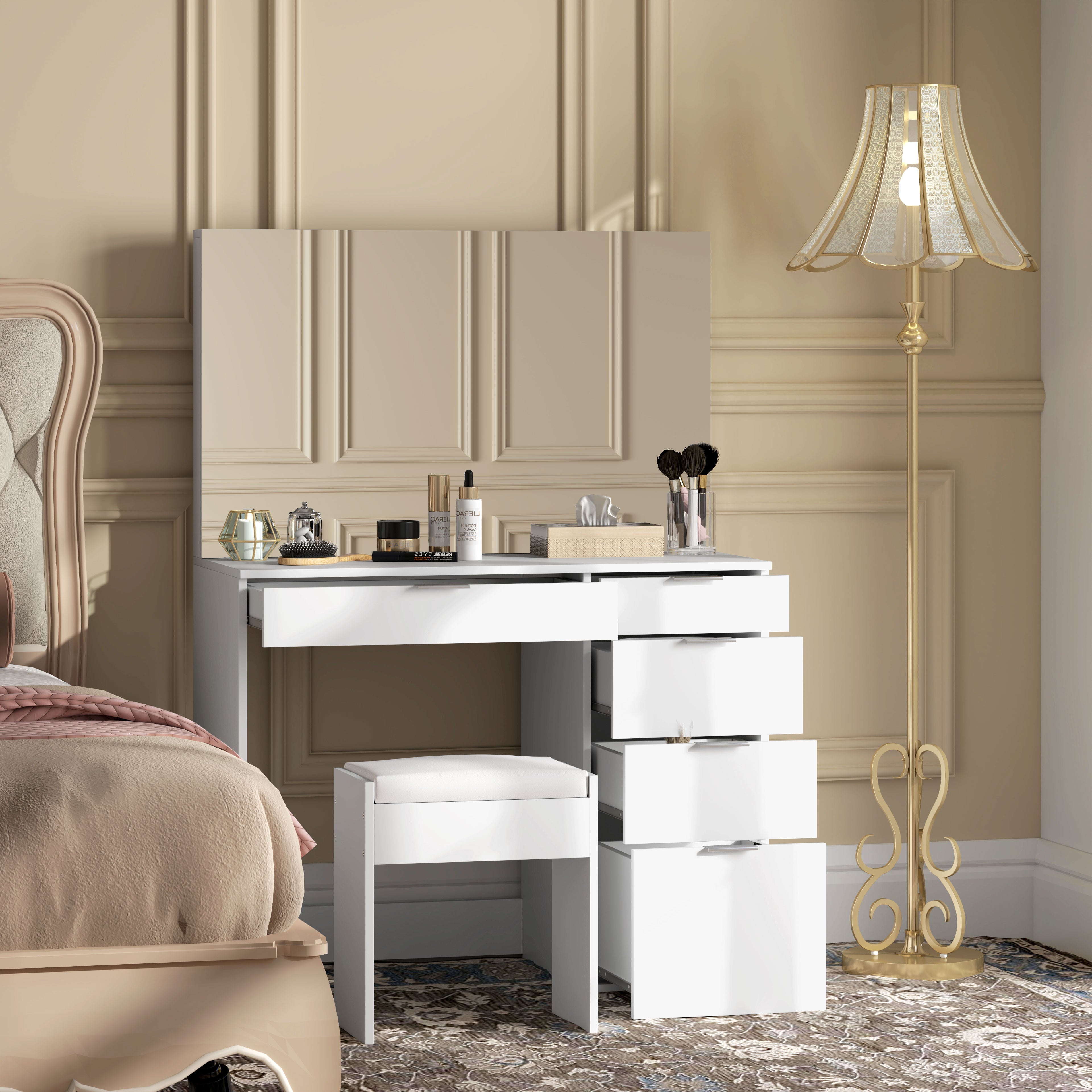 EasyComfort Set Tavolo da Trucco make-up tafelset 97.2x44.5x136.5 cm wit