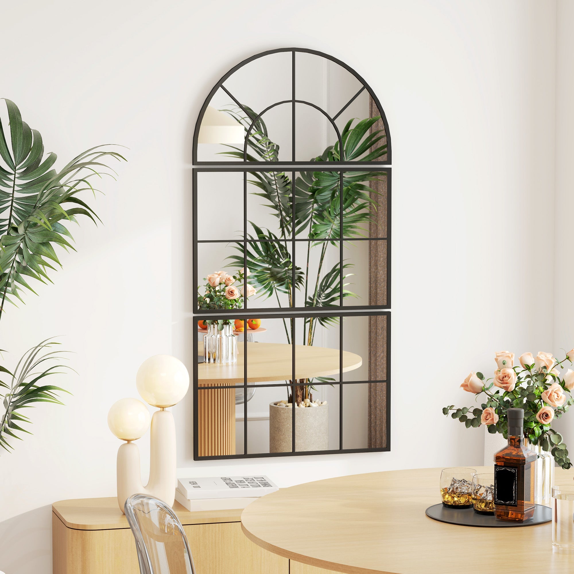 EasyComfort Arco wandspiegel set (3-delig) 76x43 cm, zwart