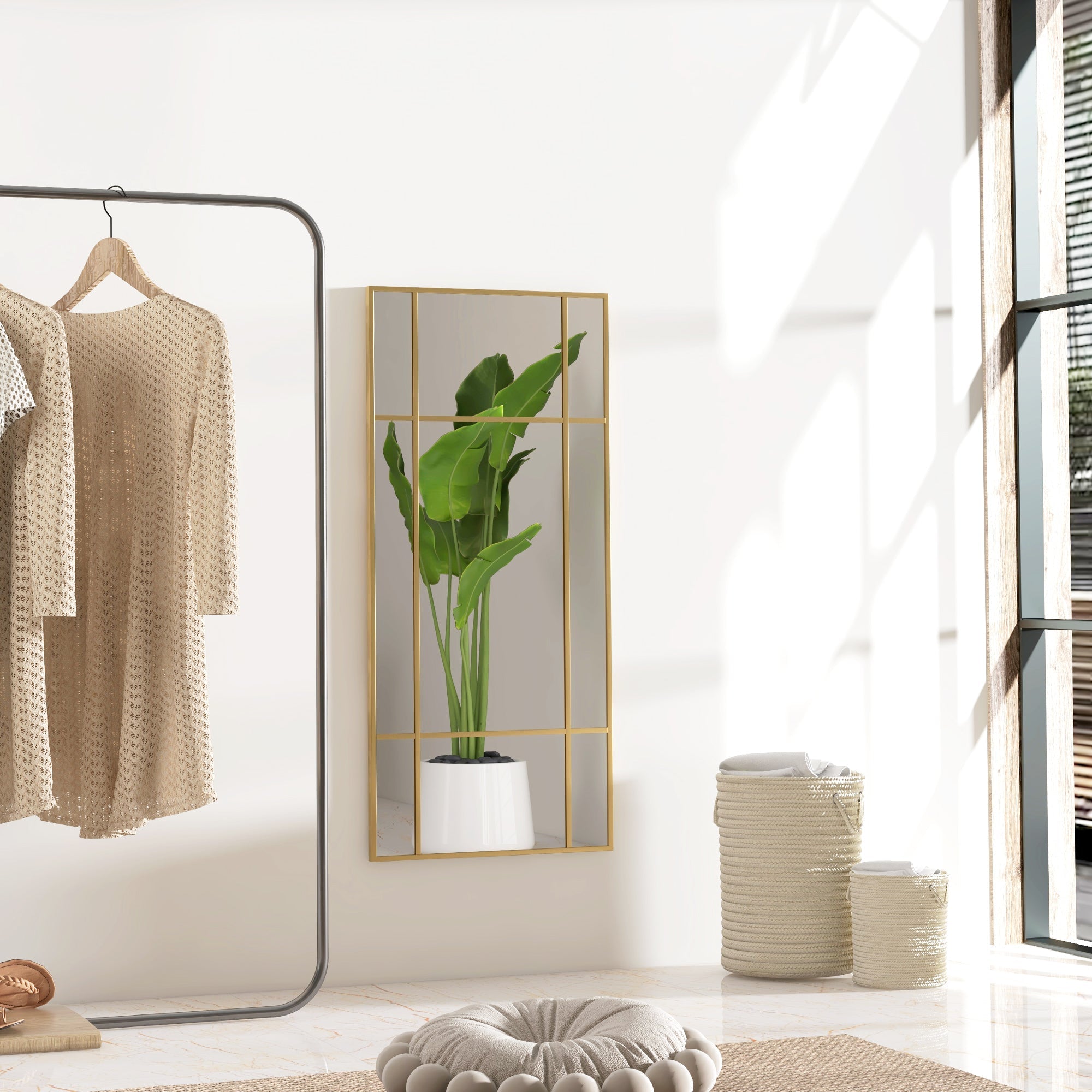 EasyComfort Specchio da Parete Stile Finestra wandspiegel 110x50 cm goud