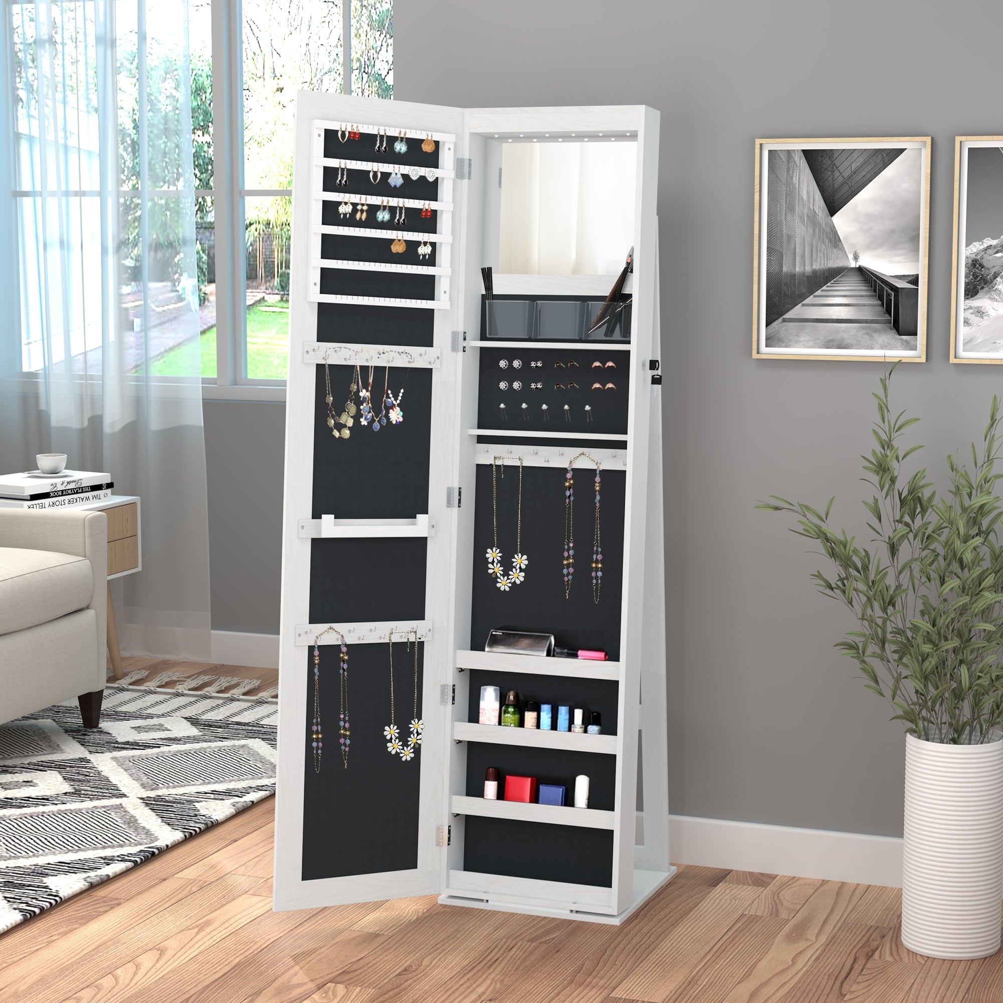 EasyComfort Sieradenkast met LED-spiegel, 4 planken