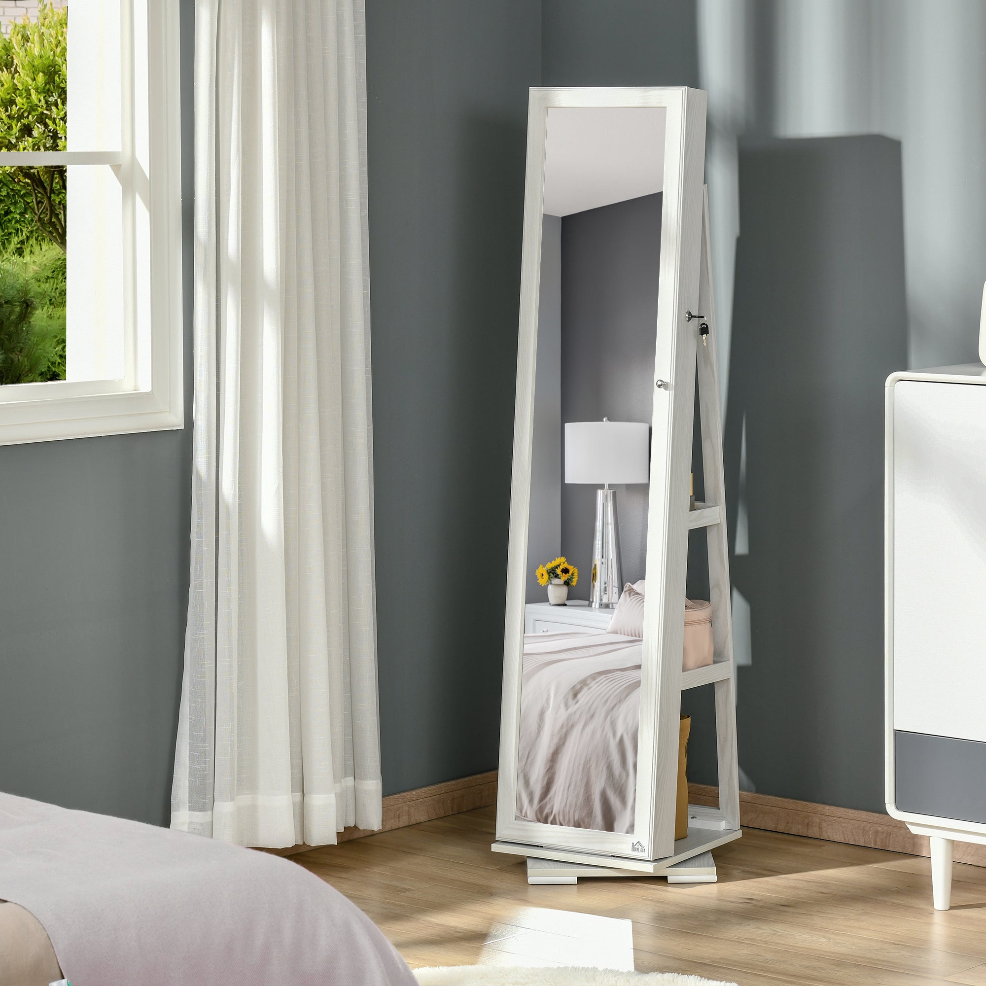 EasyComfort draaibare sieradenkast met spiegel 38x38x160 cm