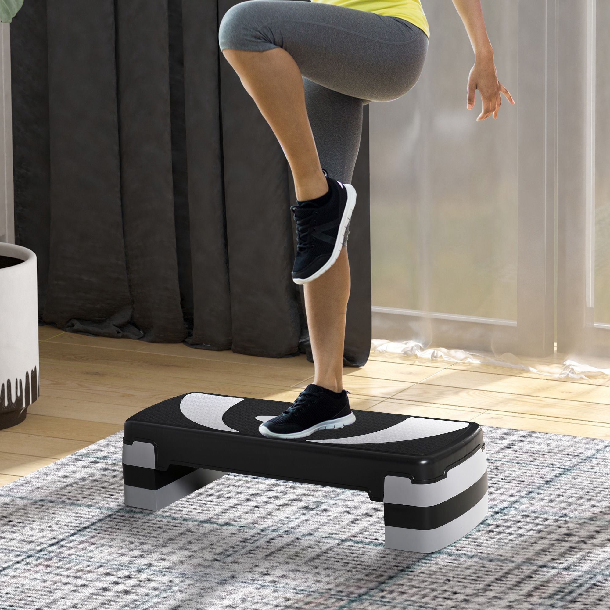 EasyComfort Stepper verstelbaar 10-15-20 cm antislip zwart/grijs