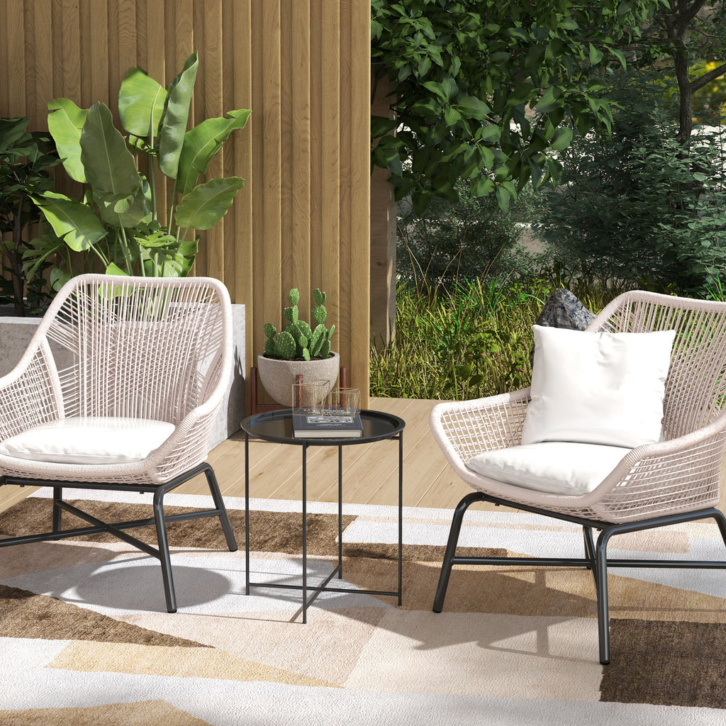 EasyComfort Tavolino da Giardino buitentafel Ø46 x 50A cm zwart