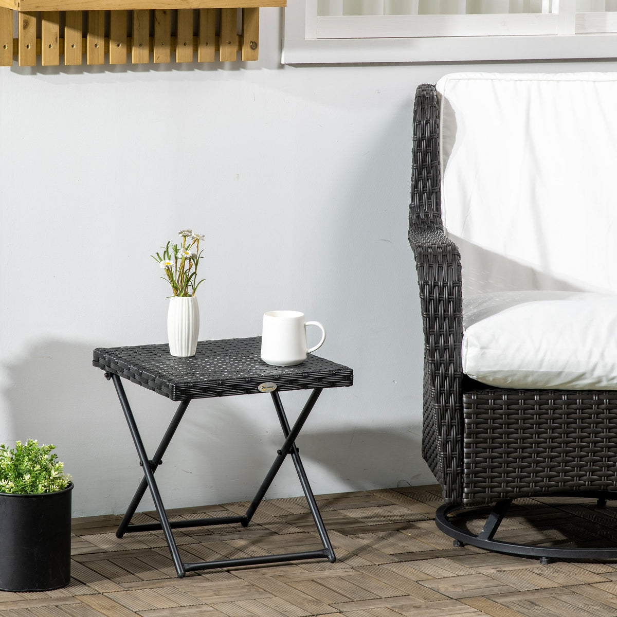 EasyComfort Vouwbare bijzettafel voor tuin 40x40x40 cm, zwart