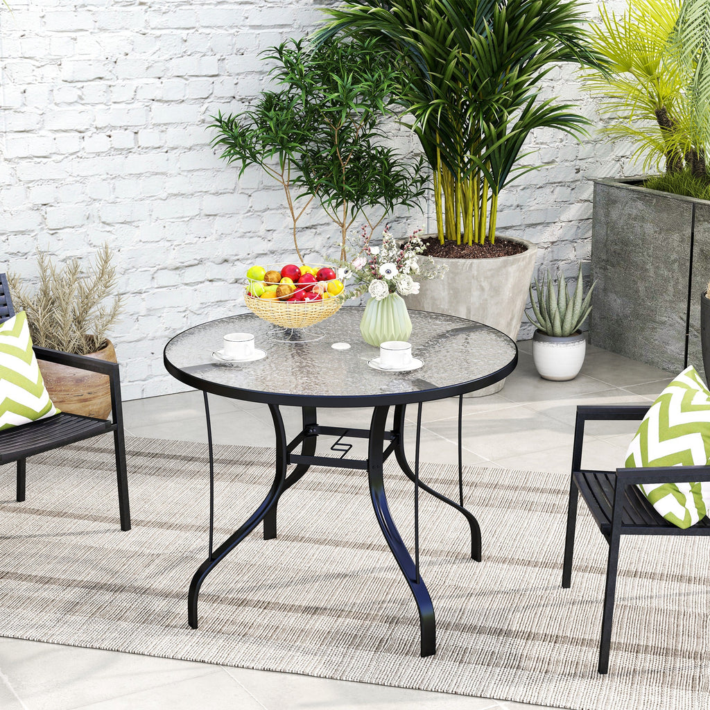 EasyComfort Tavolino rond tuintafel Ø96.5 x 71A cm met parasolgat, zwart