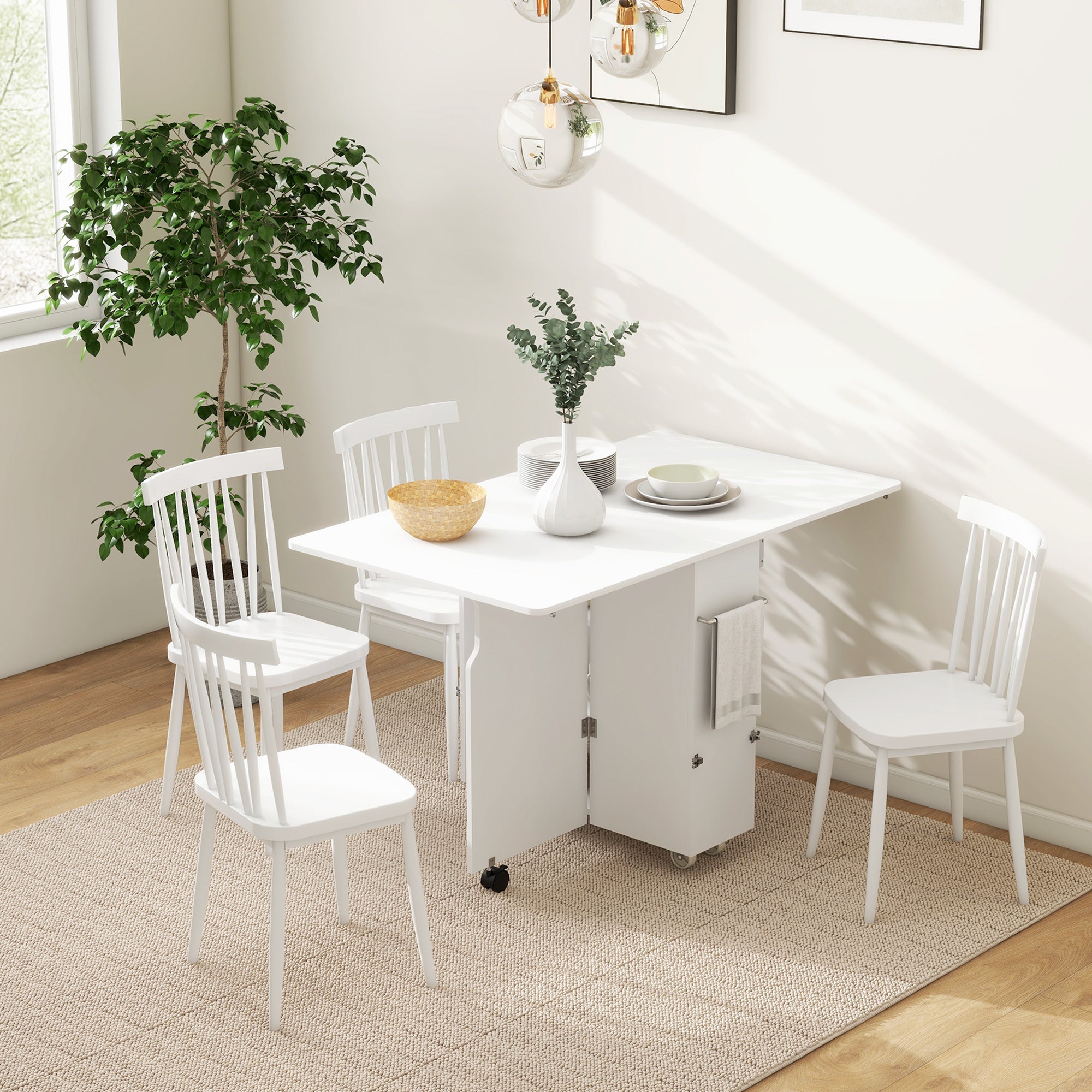 EasyComfort Tavolo a Ribalta vouwtafel met opbergruimte, 130x80x76.5 cm, wit