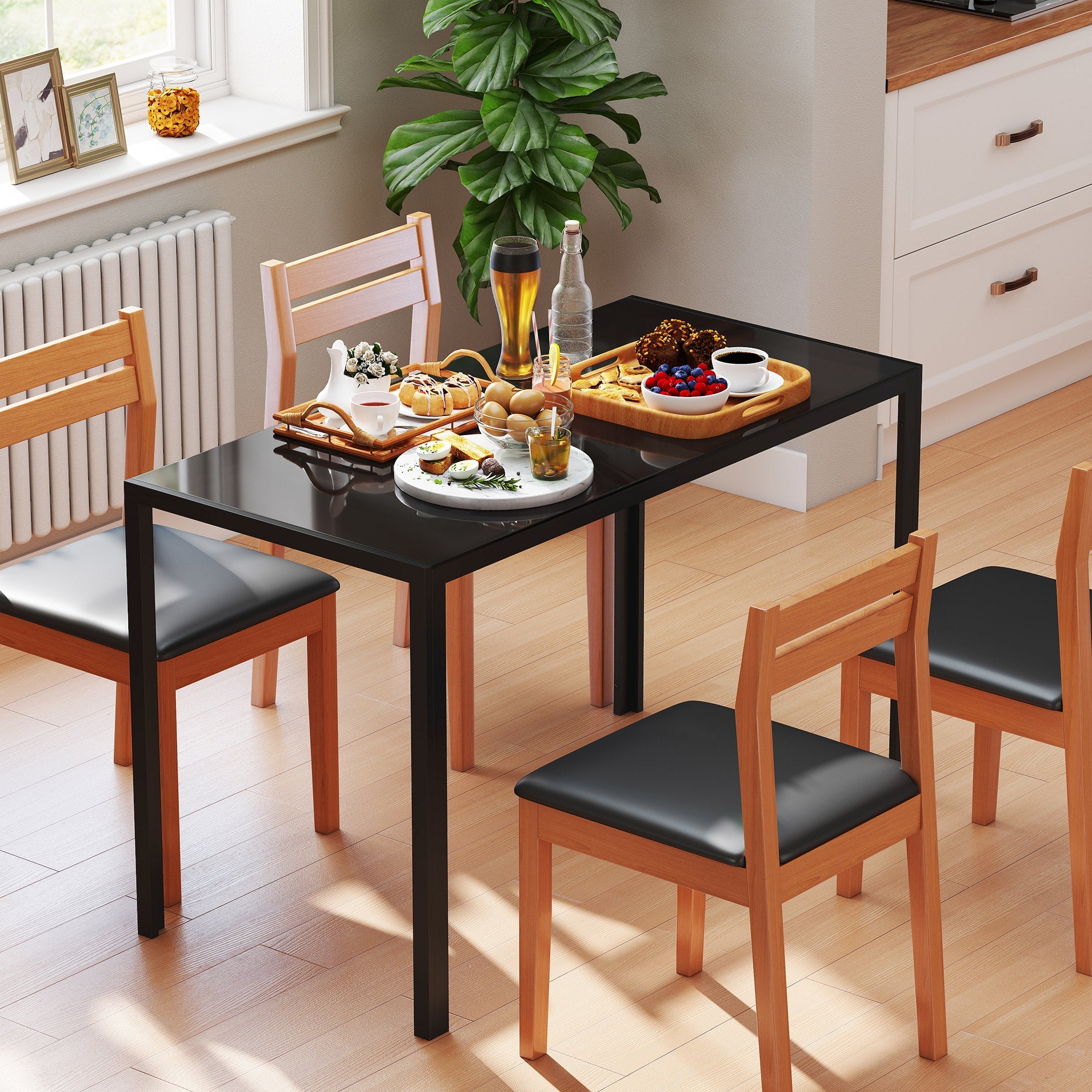 EasyComfort Tavolo keuken-/eettafel 120x60 cm zwart