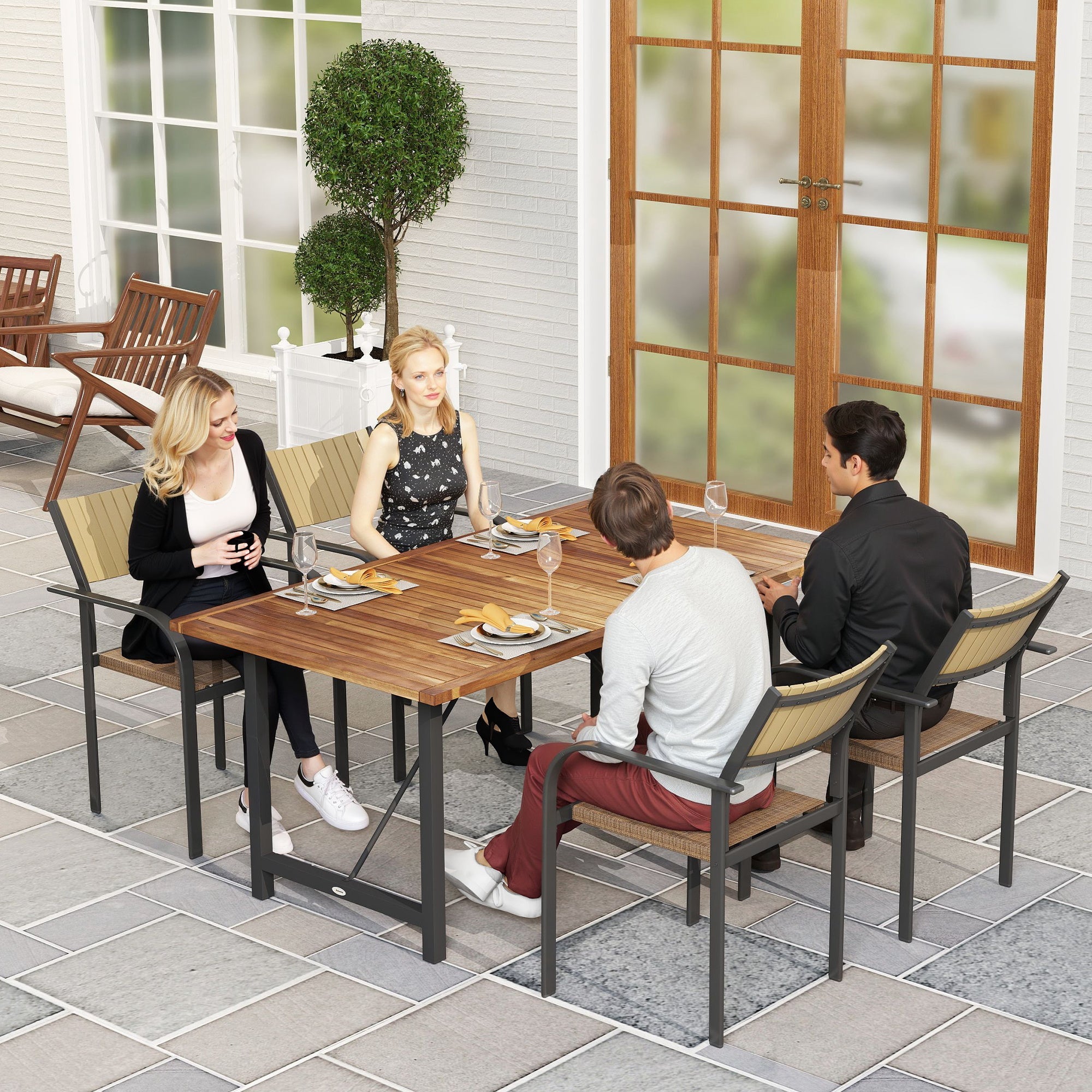 EasyComfort Tavolo da Giardino 160x90 cm buitentafel in acaciahout en staal