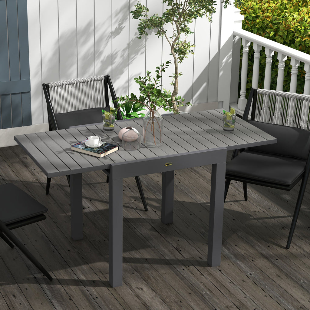 EasyComfort uittrekbare tuintafel 4–6 personen, 81/162x80x75 cm, grijs