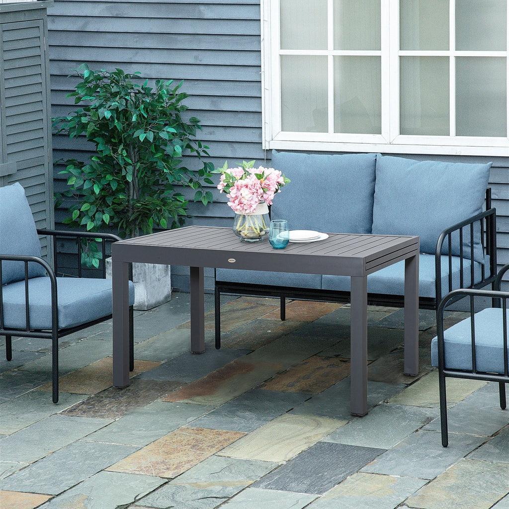 EASYCOMFORT Extendable Garden Table for 8-10 People, in Aluminium, 135-270x90x75cm, Gray