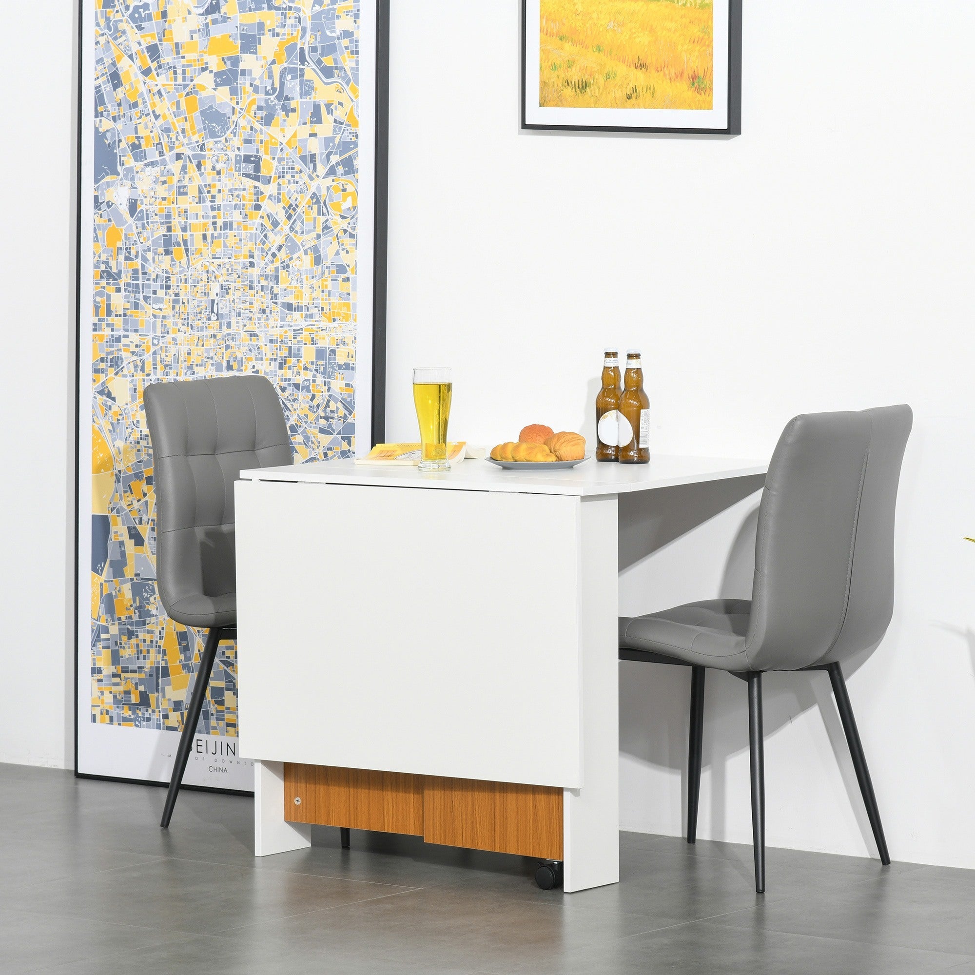 Easycomfort Tavolo da Pranzo Allungabile, Design Moderno, Tavolo Pieghevole Salvaspazio with Ruote 120 × 80 × 73cm