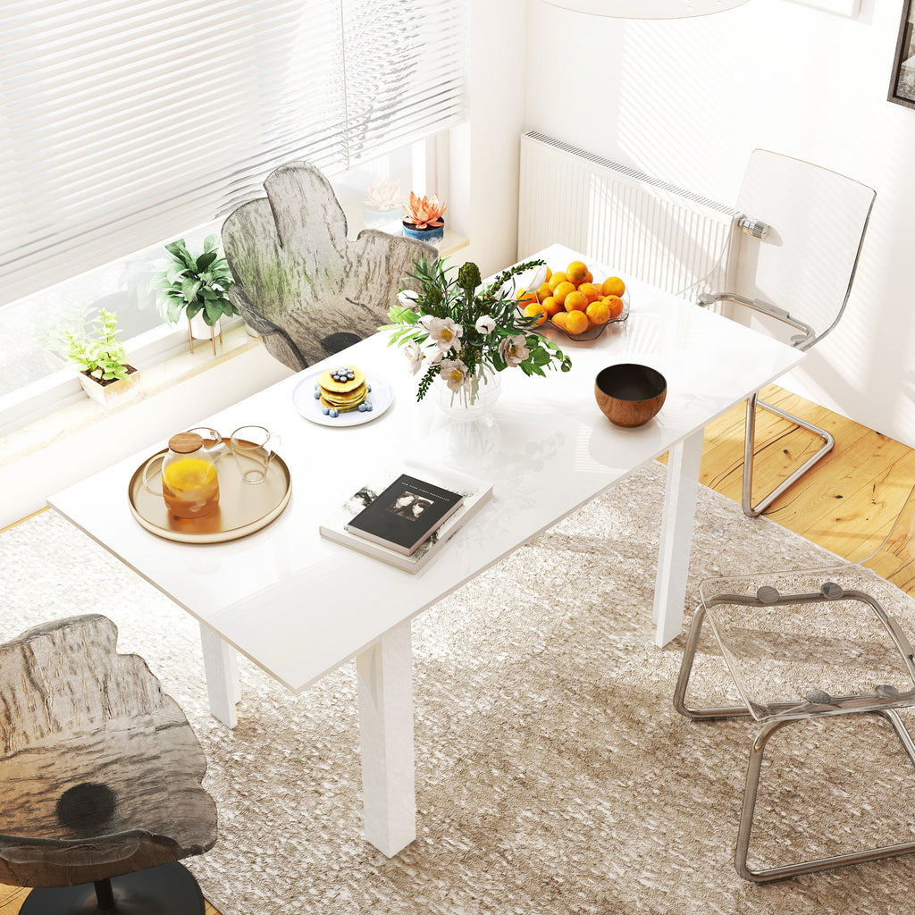 EasyComfort Tavolo da Pranzo Allungabile per 4-6 Persone with Pannelli a Ribalta, in Legno, 120-160x80x78 cm, white