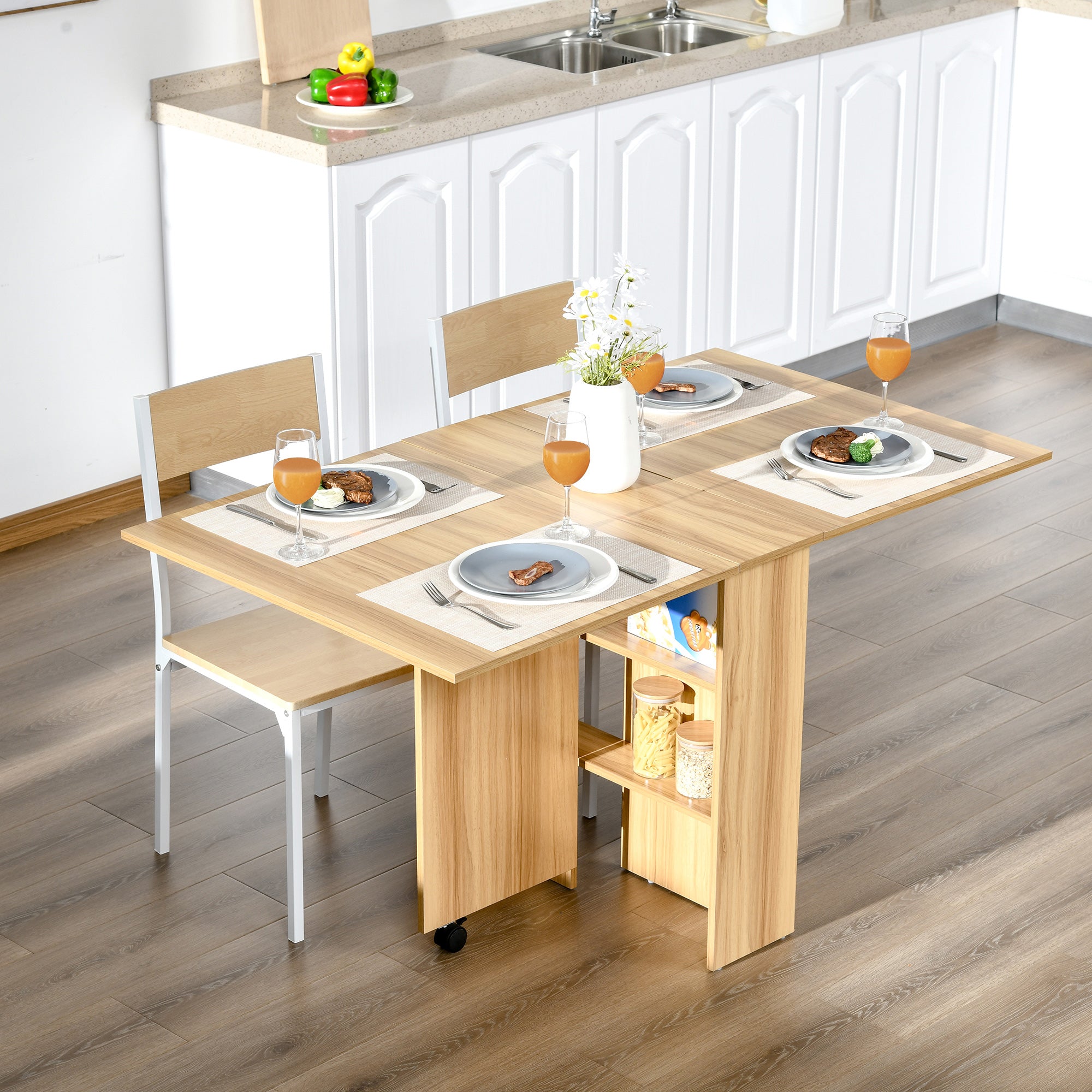 EasyComfort Tavolo opvouwbare eettafel 4-6 personen, 140×80×74 cm