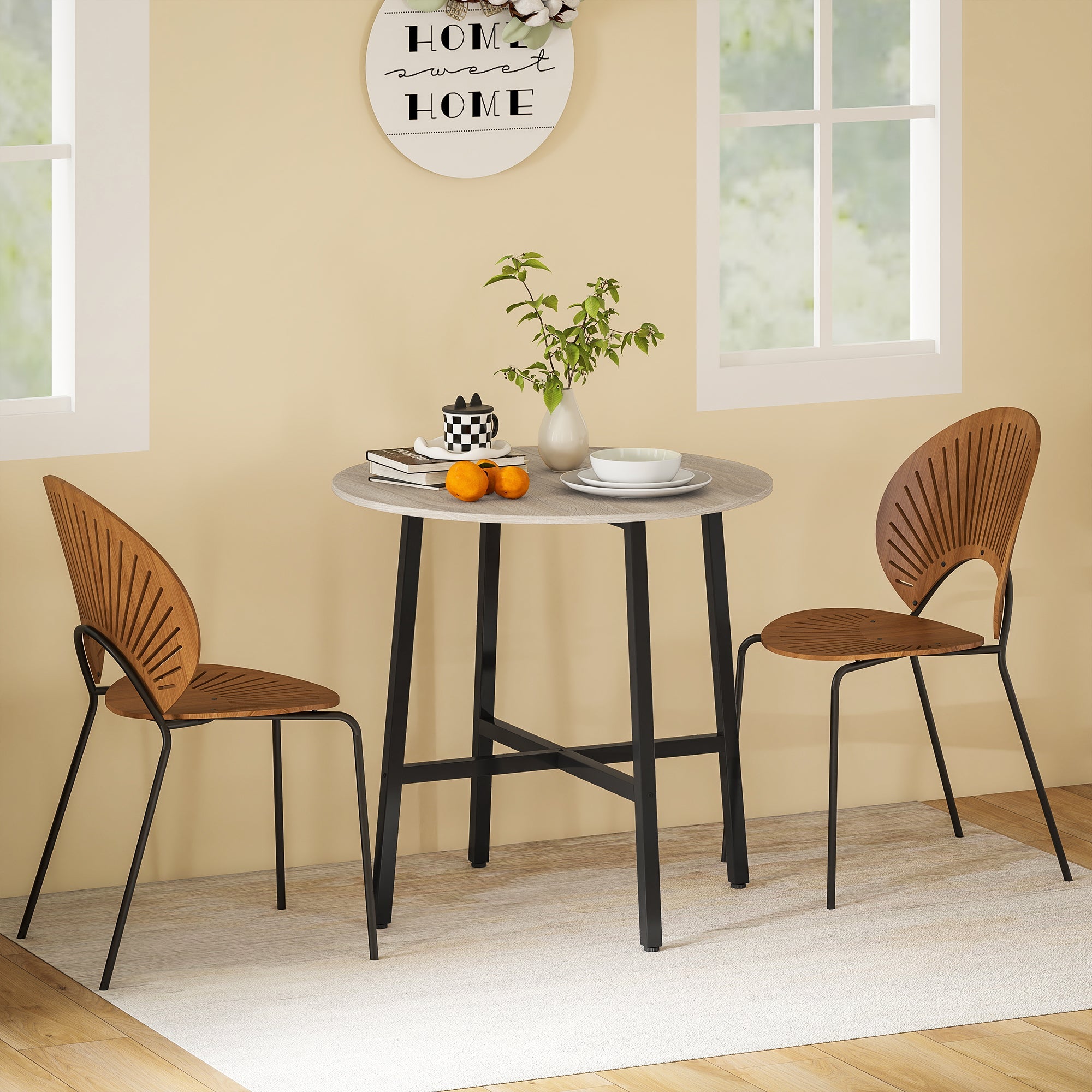 EasyComfort Rond eettafel 2 pers. Ø80x75 cm hout/staal