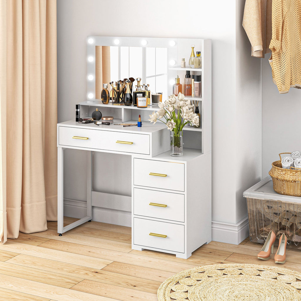 EasyComfort make-uptafel 4 lades, 6 open vakken, 100x40x138 cm