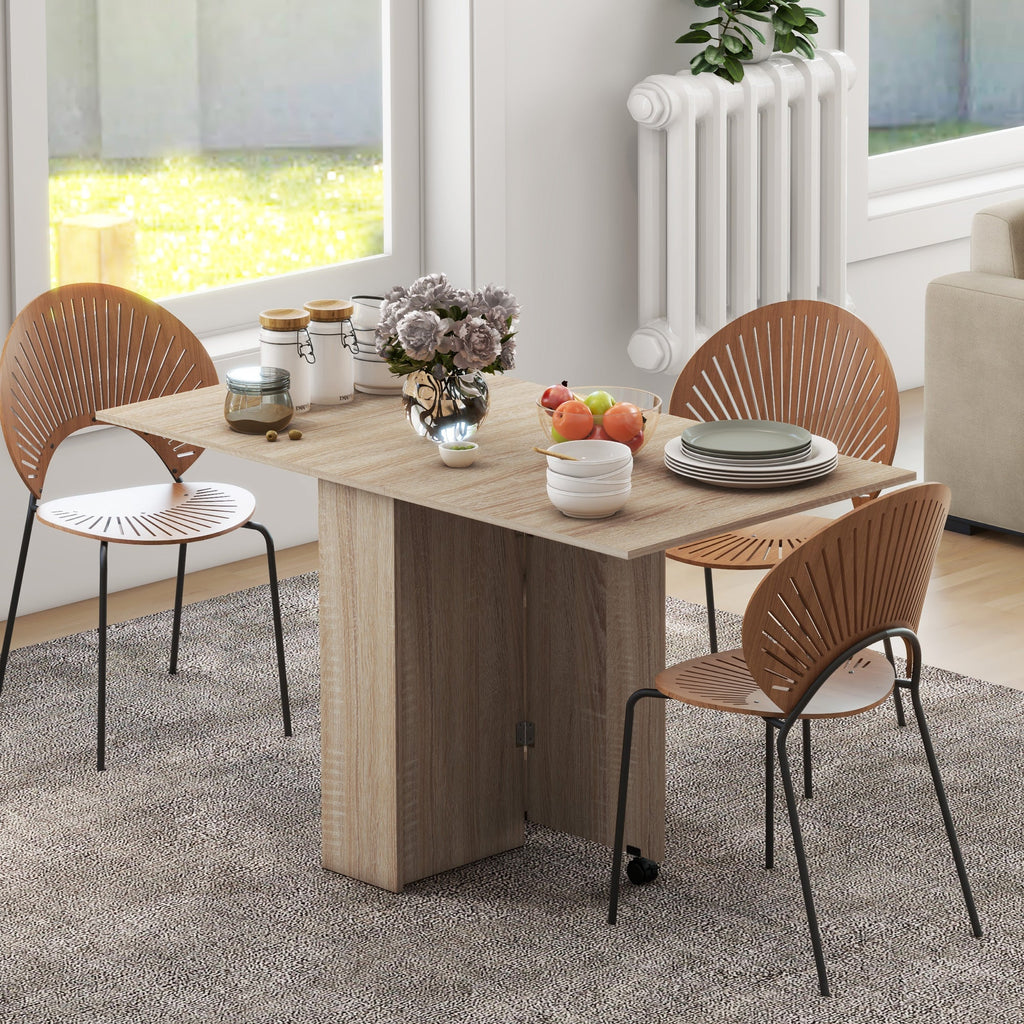 EasyComfort Tavolo Pieghevole opvouwbare tafel voor 6 personen, naturel hout