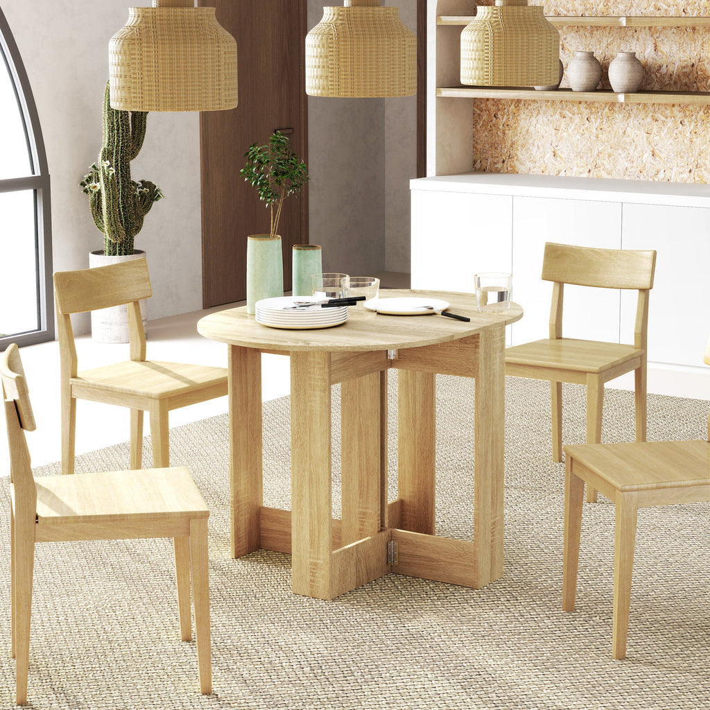 EasyComfort Tavolo Pieghevole da Pranzo a 2 Ribalte, Tavolo Consolle in Legno Salvaspazio, Rovere