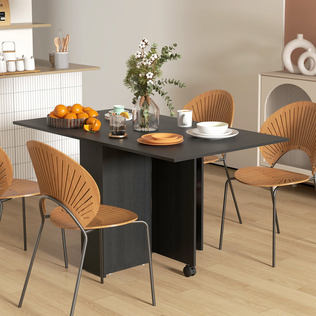 EasyComfort ruimtebesparende opklaptafel 2 kleppen voor 6 personen, zwart