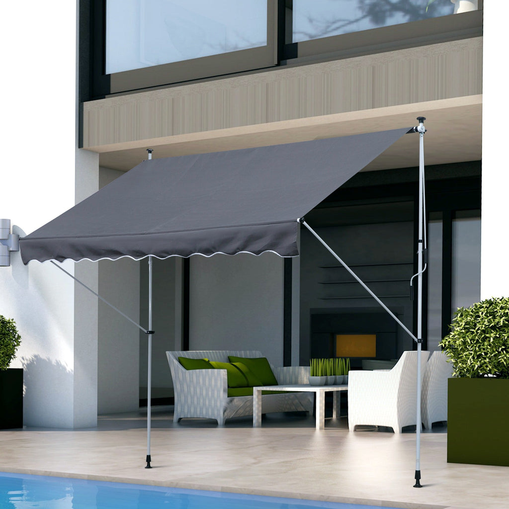 Easycomfort Tenda da Sole 3x1.5 m a Bracci with Manovella, Struttura Telescopica in Metallo e Parasole in Poliestere