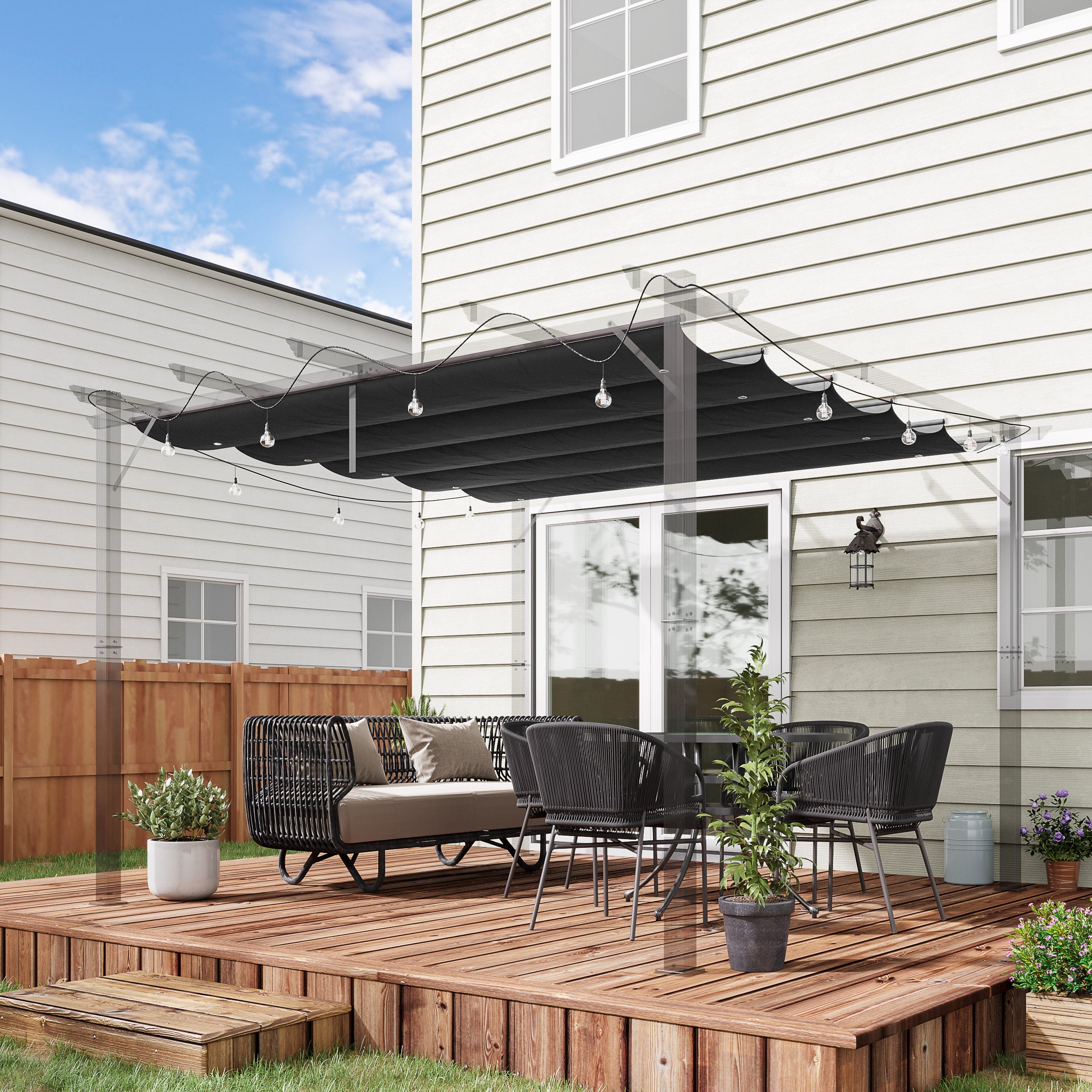 Easycomfort Tettuccio di Ricambio per Gazebo da Giardino 3x3 m with 10 Fori, Copertura in Poliestere, Grigio