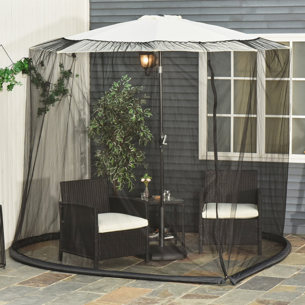 EasyComfort Zanzariera per Ombrellone 3x2.3 m Regolabile a Rete Fitta with Apertura a Cerniera, black