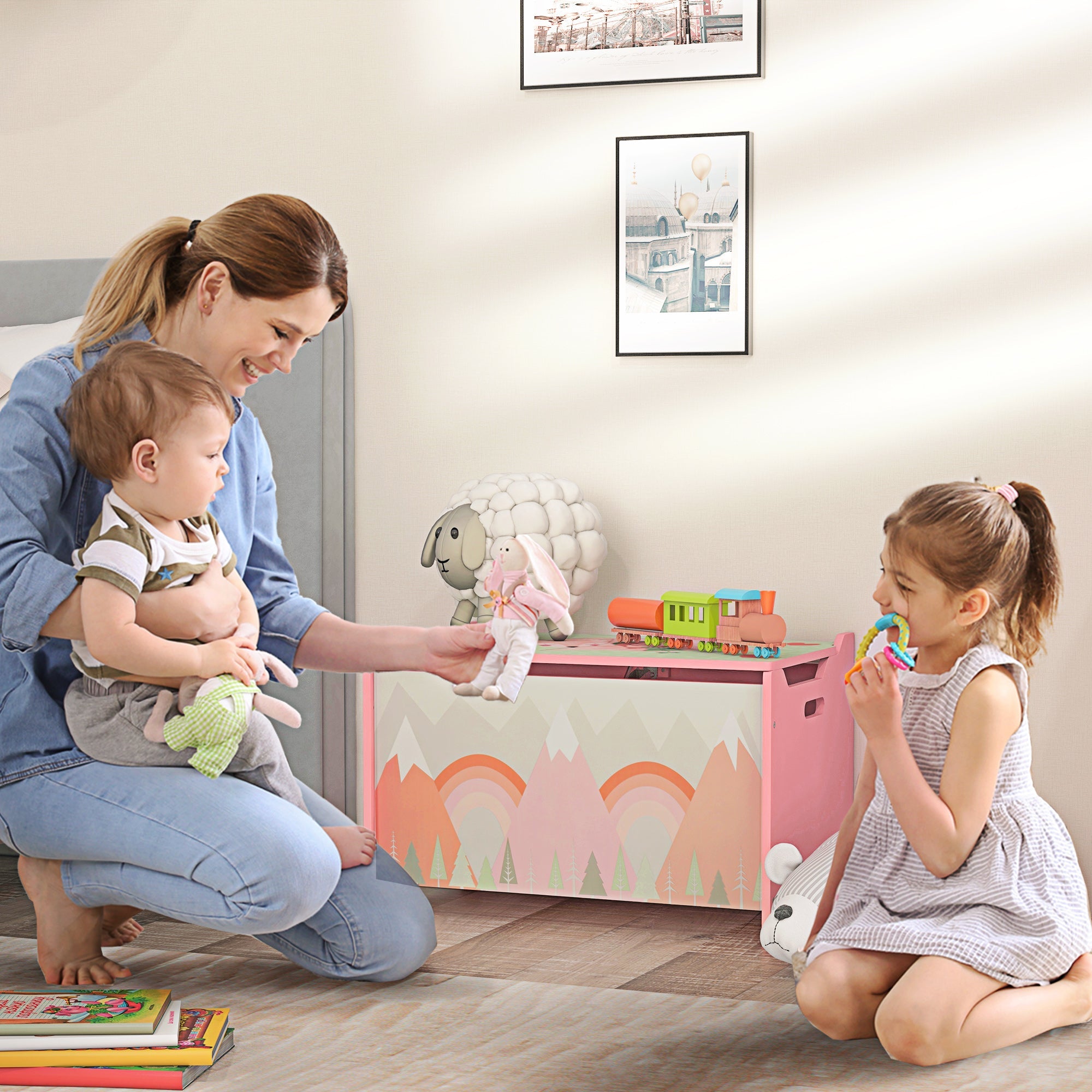 EasyComfort ZONEKIZ speelgoedkist 60x37x39 cm, roze