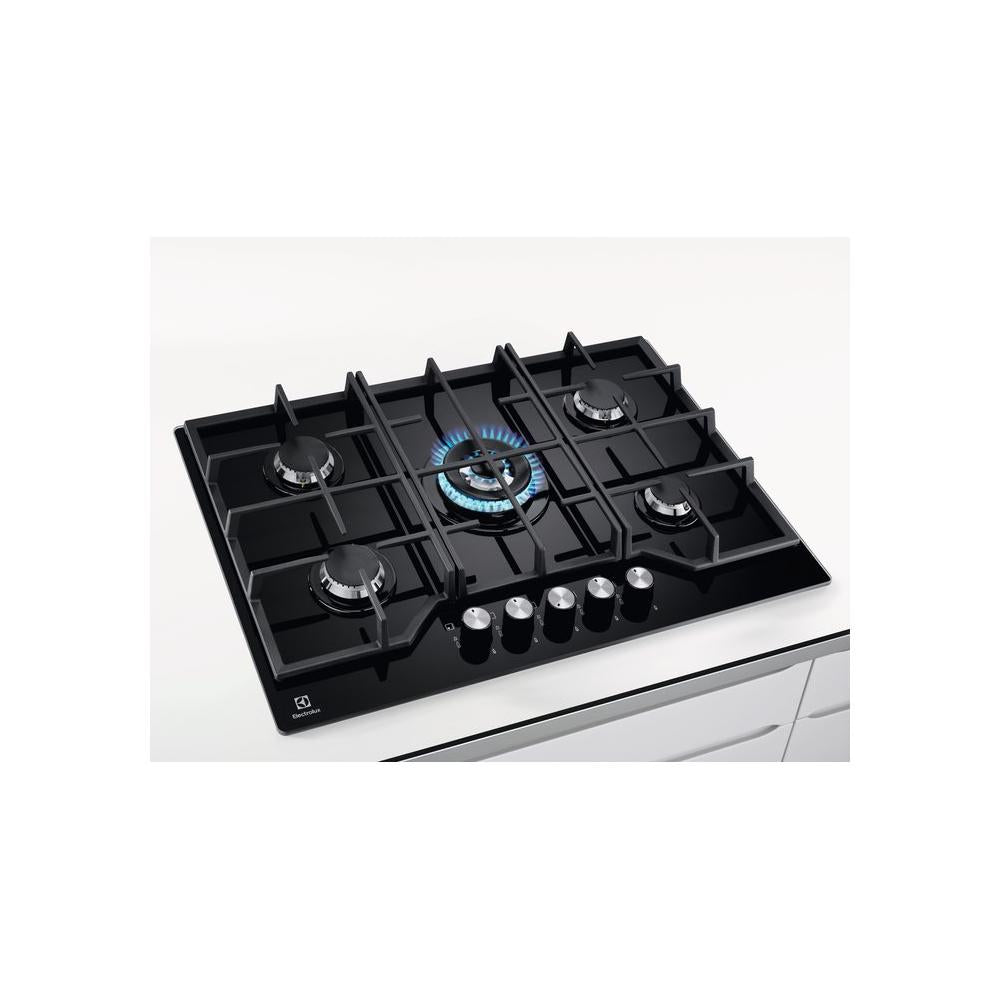 Piano Cottura a Gas Electrolux Serie 600 StepPower KGG75362K 5 Fuochi (L74xP51) Nero