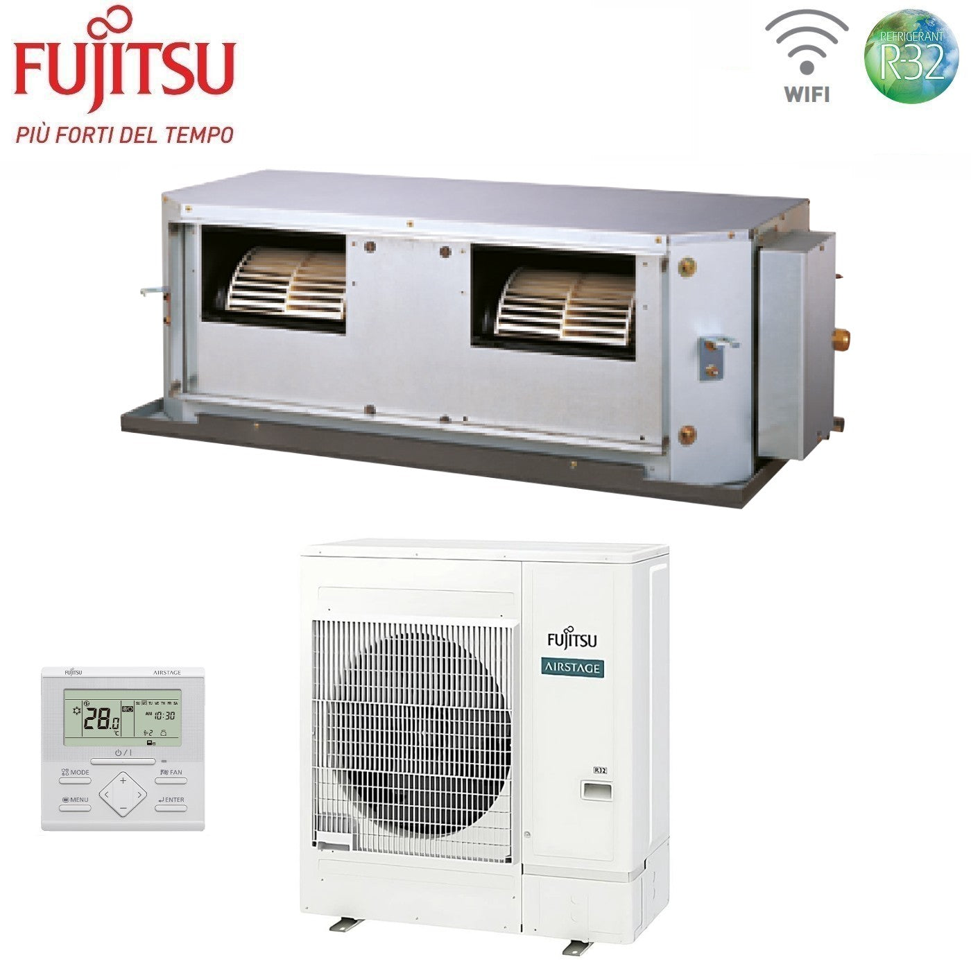 Air conditioner Fujitsu Canalizzabile Alta Prevalenza series KH 45000 Btu ARXG45KHTB R-32 Trifase optional Wi-Fi