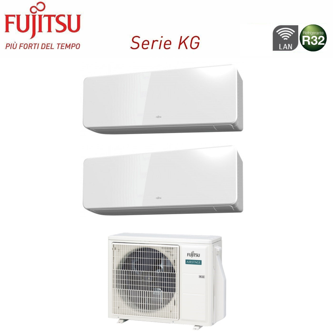 Fujitsu KG Dual split airconditioner 12+12 — 5,0 kW koelen / 5,6 kW verwarmen