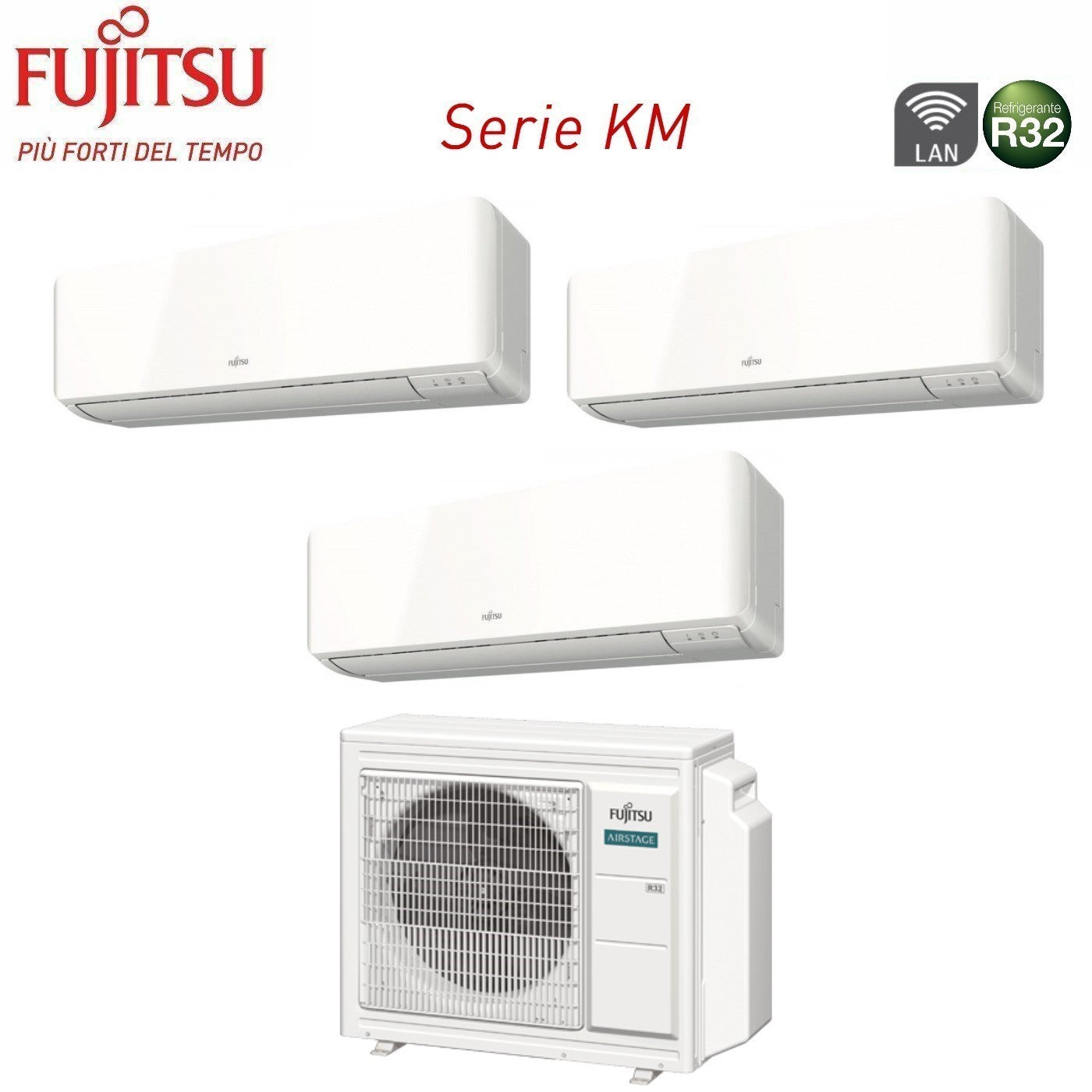 Fujitsu AOEG18KBCA3 Trial-split airconditioner 7+9+12 (R-32, Wi‑Fi optioneel)