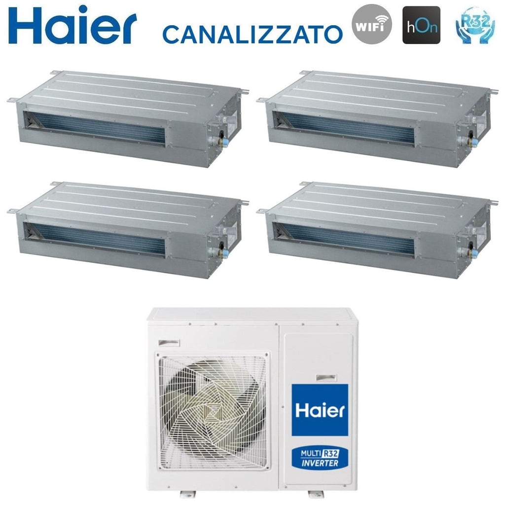 Air conditioner quad-split Canalizzato Slim Haier Inverter Bassa Prevalenza 9+9+9+9 with 4U75S2SR5FA R-32 built-in Wi-Fi 9000+9000+9000+9000