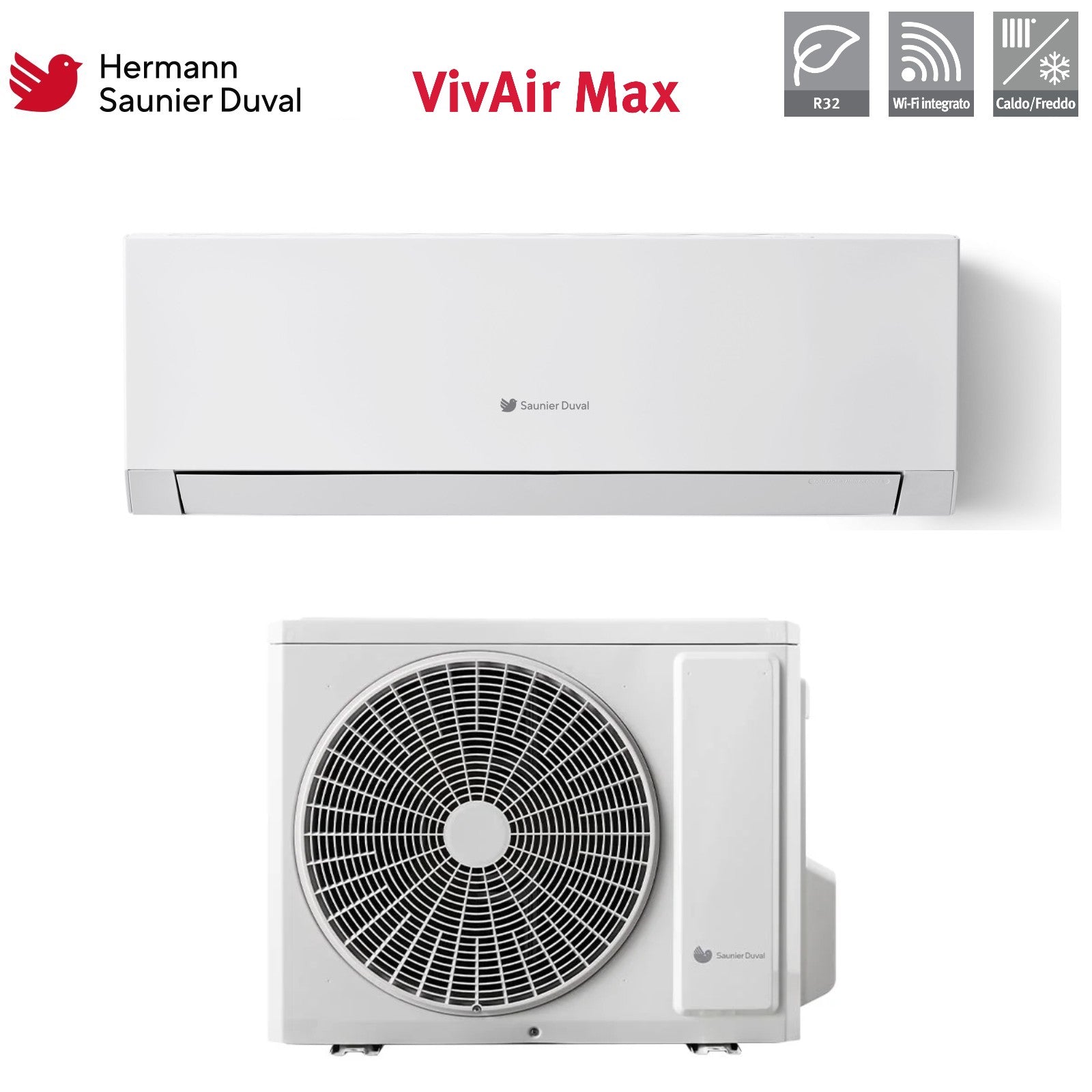 Air conditioner Hermann Saunier Duval VivAir Max 12000 Btu SDHP 1-035 WN R-32 built-in Wi-Fi