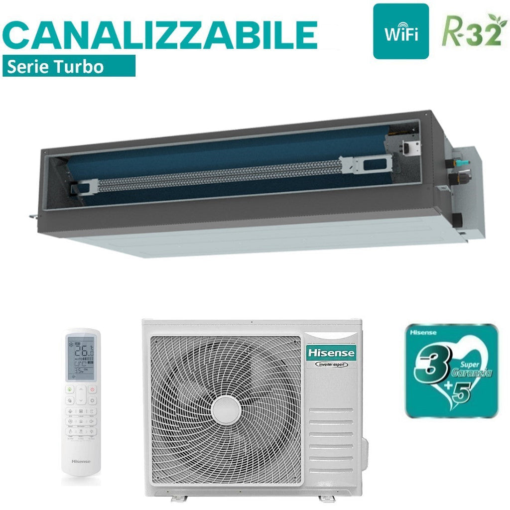 Air conditioner Hisense Canalizzato TURBO 36000 Btu AUD105UX4REH8 + AUW105U4RW8 R-32 optional Wi-Fi with Telecomando di series