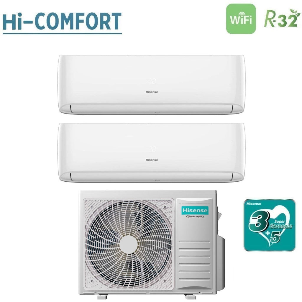 Hisense Hi-Comfort 12+18 Dual-split Airconditioner R-32 met ingebouwde Wi‑Fi