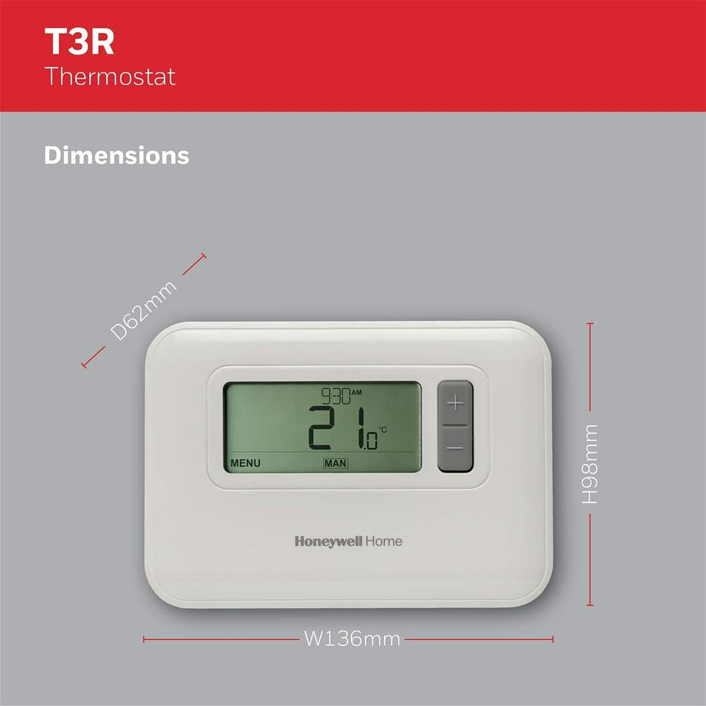 Honeywell T3R draadloze programmeerbare thermostaat met ontvanger