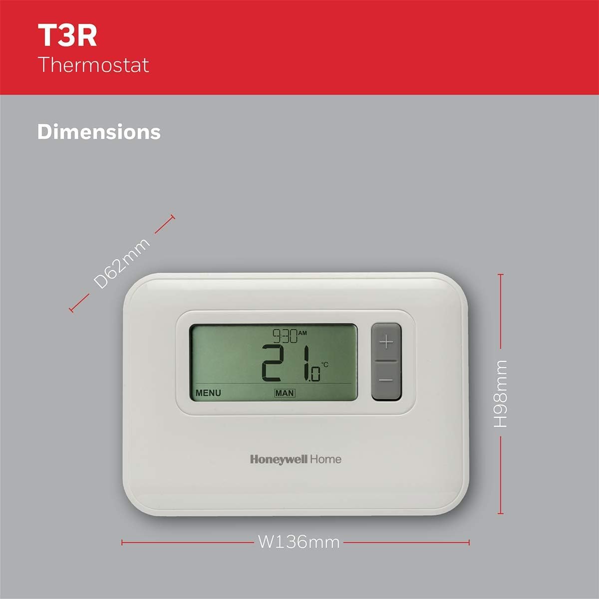 Honeywell T3R draadloze programmeerbare thermostaat met ontvanger