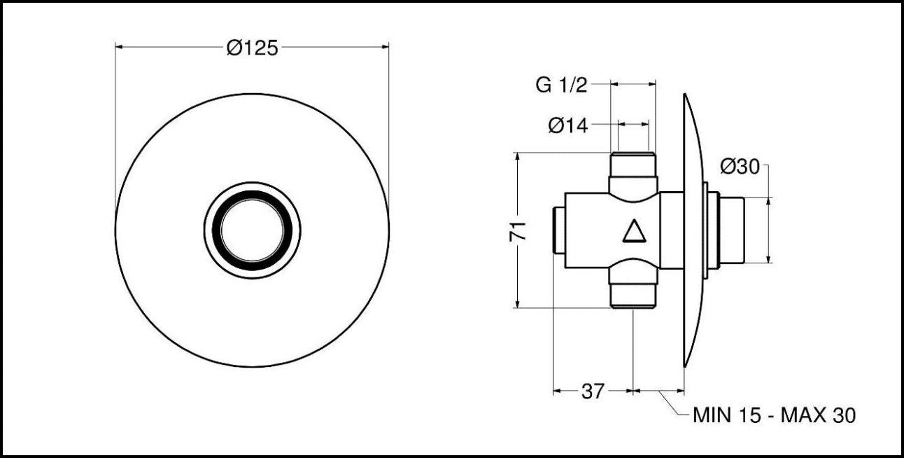 Rubinetto Temporizzato Doccia Idral MODERN da built-in wall-mounted with Comnado a Pulsante Antibloccaggio