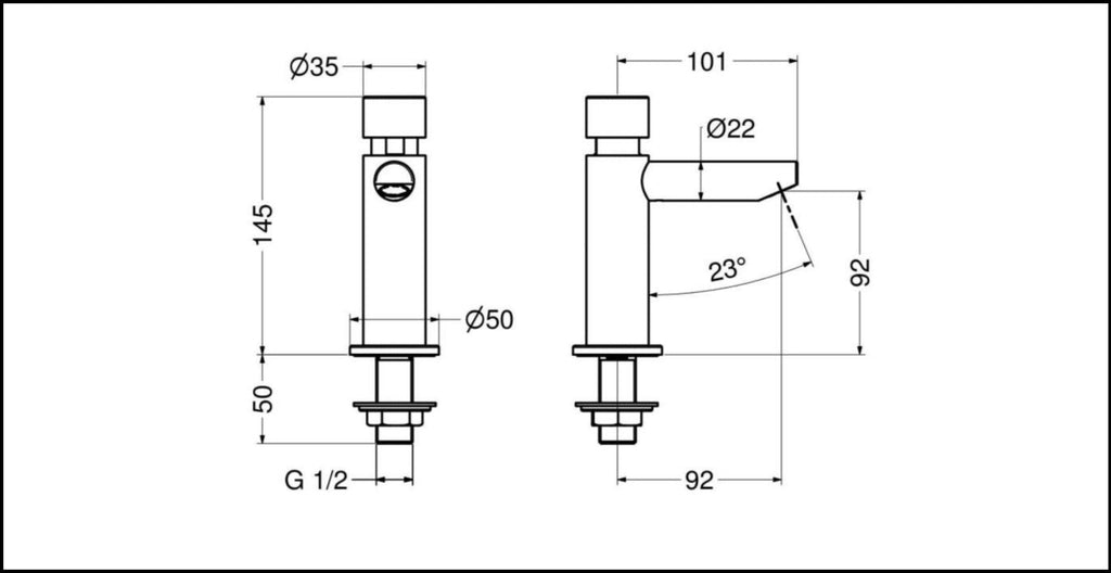 Rubinetto Temporizzato Lavabo Idral MINIMAL with Comando a Pulsante