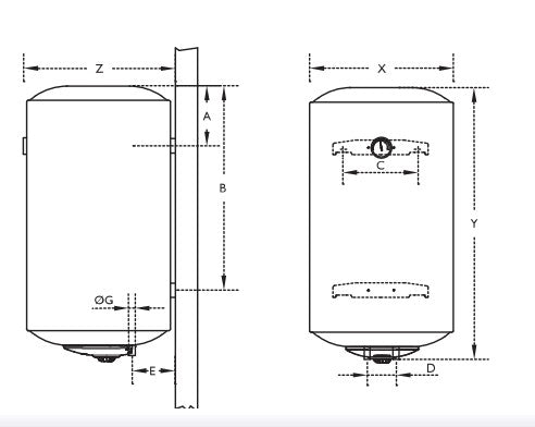 ISEA Swing Plus 80/5 Elektrische boiler horizontaal links 78,0 L