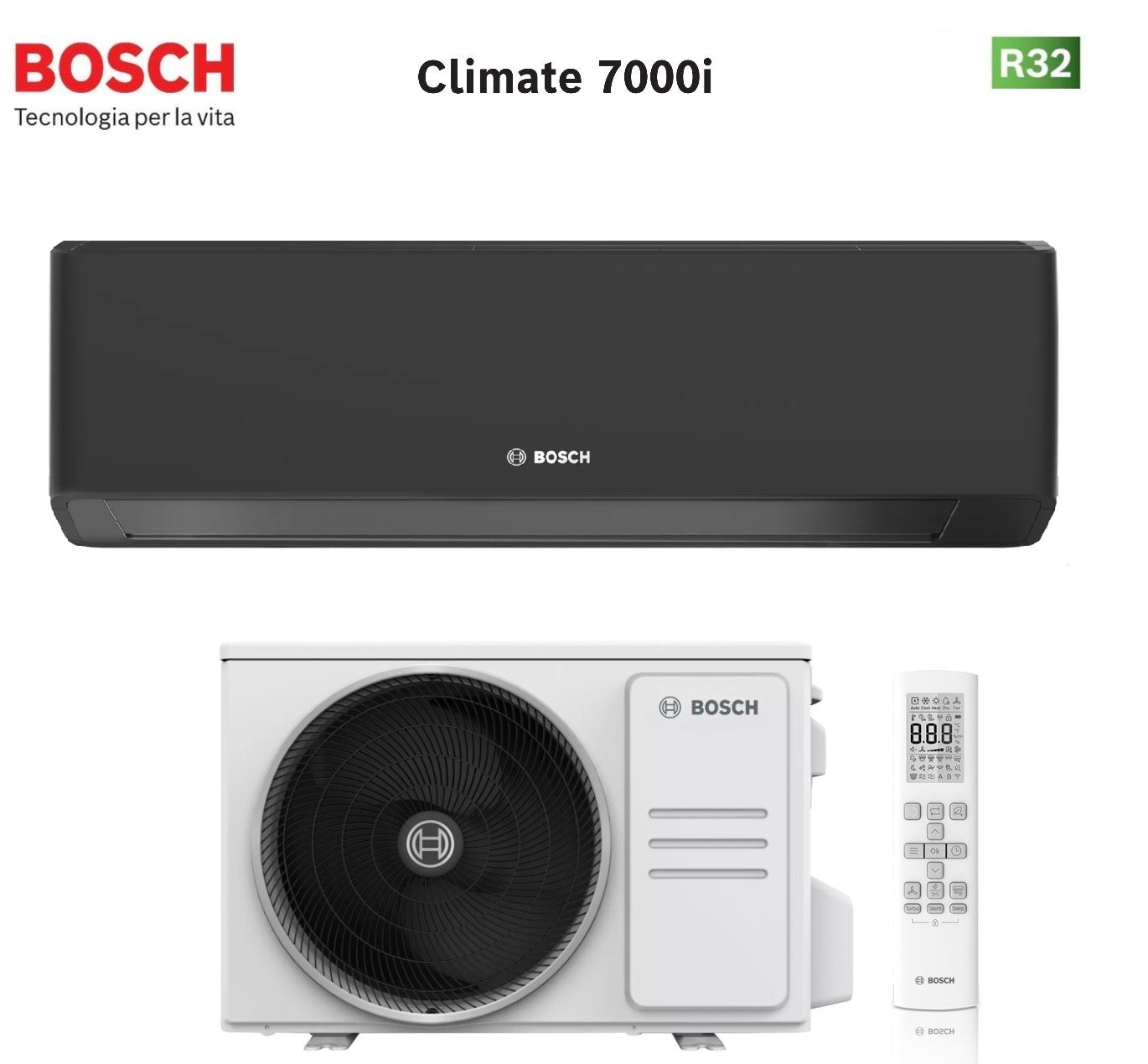 Condizionatore Bosch Climate 7000i Black 18000 Btu CL7000i-SET 55 EB R-32 Wi-Fi Integrato